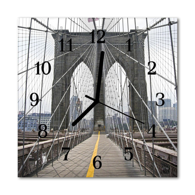 Glass Kitchen Clock Brooklyn bridge brooklyn bridge grey