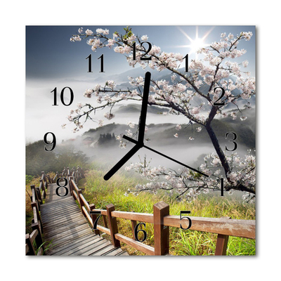 Glass Kitchen Clock Spring nature multi-coloured