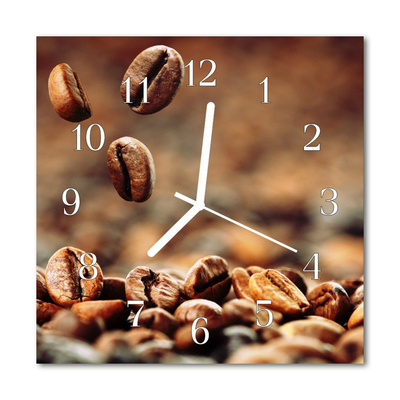 Glass Kitchen Clock Coffee Beans Food and Drinks Brown