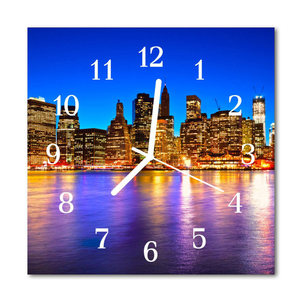 Glass Kitchen Clock Skyline Beverages Multi-Coloured