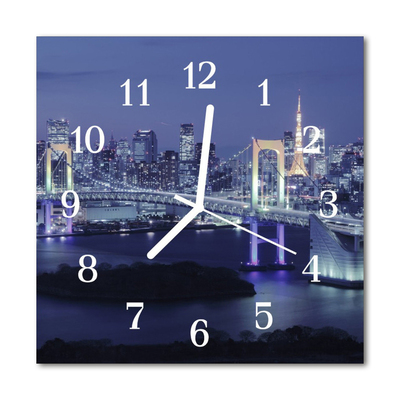 Glass Kitchen Clock Bridge Architecture Blue