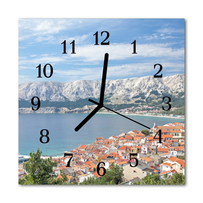 Glass Kitchen Clock Bay landscape multi-coloured