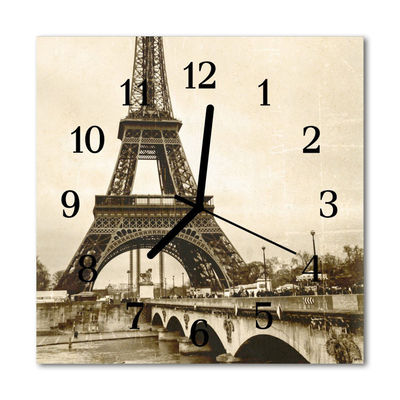 Glass Kitchen Clock Paris towns grey