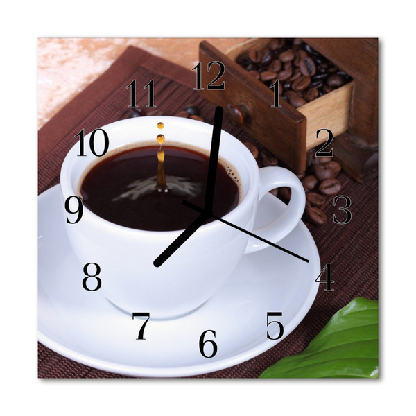 Glass Kitchen Clock Coffee food and drinks brown