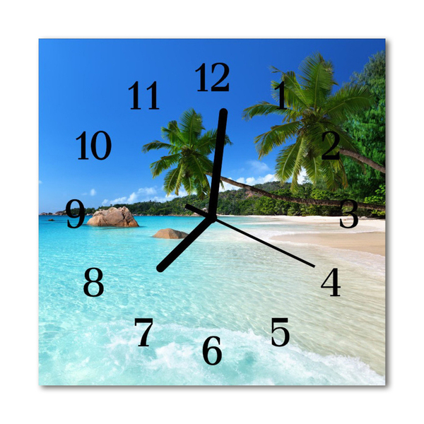 Glass Kitchen Clock Beach landscape blue