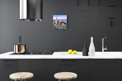 Glass Kitchen Clock Skyline Beverages Multi-Coloured