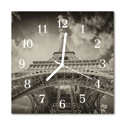 Glass Kitchen Clock Eiffel Tower Architecture Grey