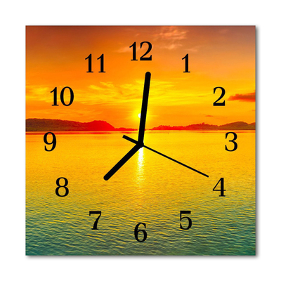 Glass Kitchen Clock Sunset nature orange