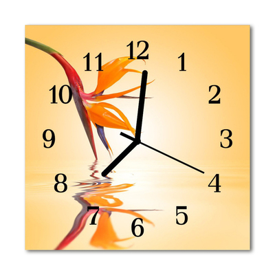 Glass Kitchen Clock Flower flower orange