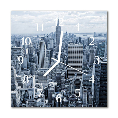 Glass Kitchen Clock City City Grey