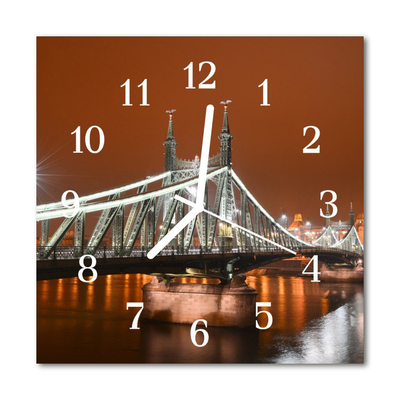 Glass Kitchen Clock Bridge Architecture Multi-Coloured