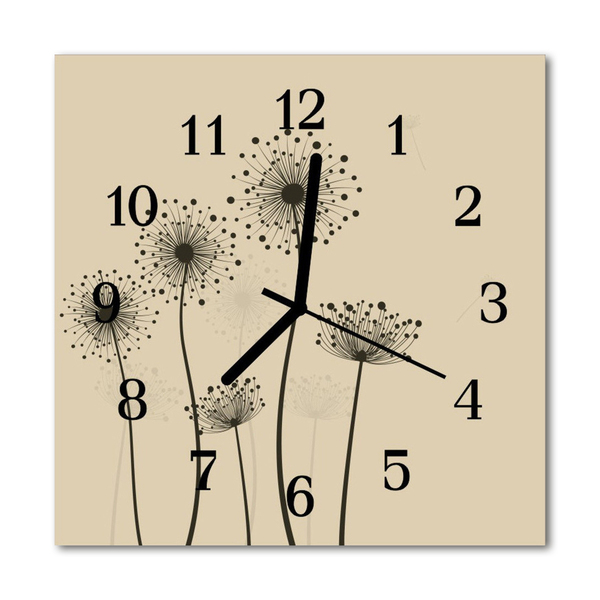 Glass Kitchen Clock Flowers flowers brown