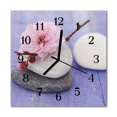 Glass Kitchen Clock Stones stones white