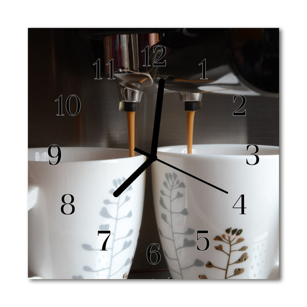 Glass Kitchen Clock Coffee machine food and drinks white