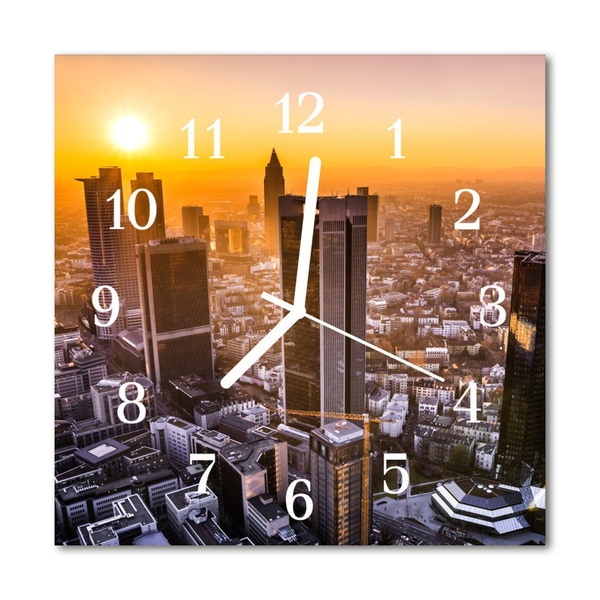 Glass Kitchen Clock Sunset Nature Orange