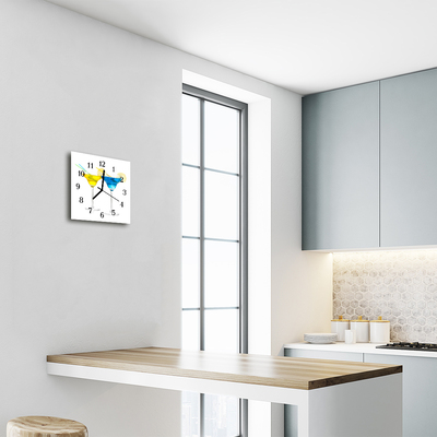 Glass Kitchen Clock Cocktail food and drinks multi-coloured