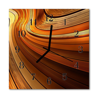 Glass Kitchen Clock Abstract art brown