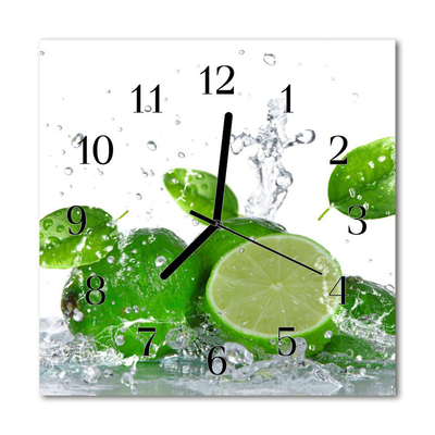 Glass Wall Clock Lime fruit green