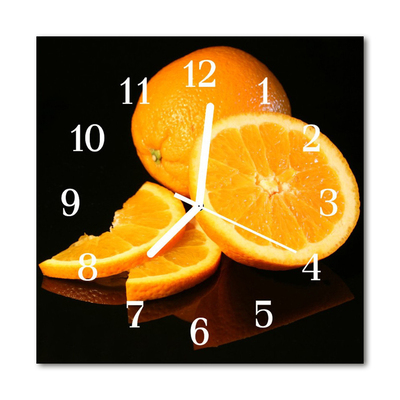 Glass Wall Clock Oranges Fruit Orange