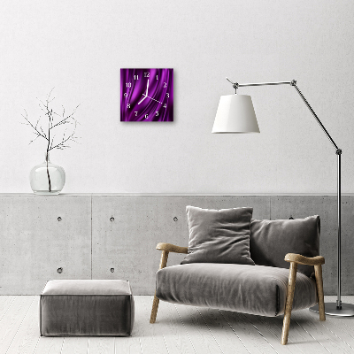 Glass Wall Clock Abstract Art Purple