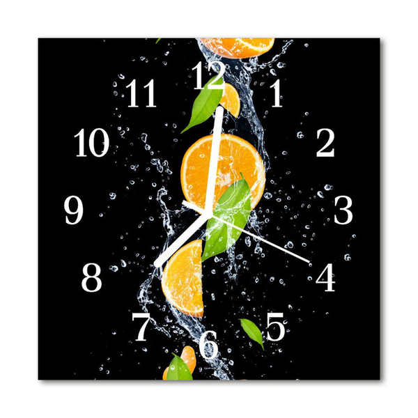 Glass Wall Clock Oranges Fruit Orange