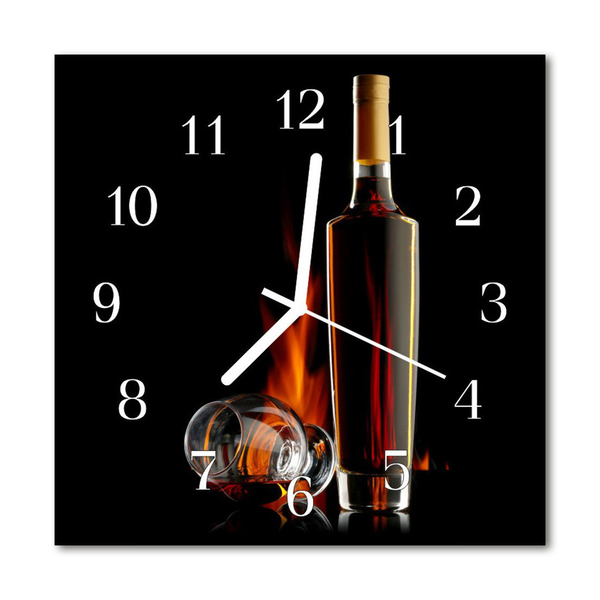 Glass Wall Clock Alcohol Alcohol Black