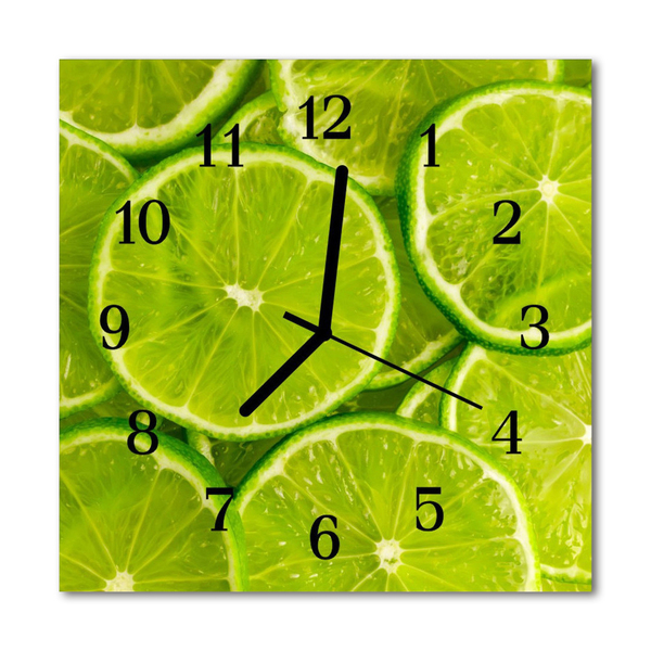 Glass Wall Clock Lime fruit green