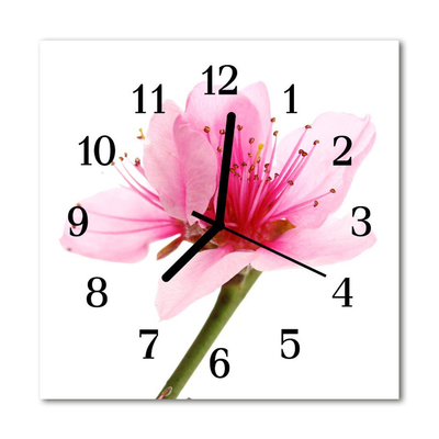 Glass Wall Clock Flower flower pink