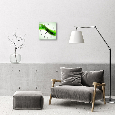 Glass Wall Clock Abstract abstract art green