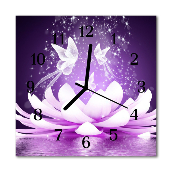 Glass Wall Clock Flower flower purple