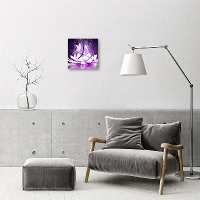 Glass Wall Clock Flower flower purple