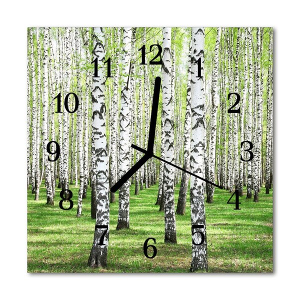 Glass Wall Clock Birch birch green