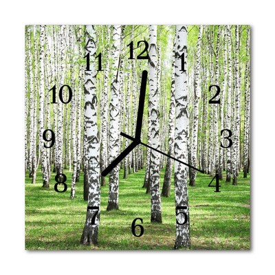 Glass Wall Clock Birch birch green