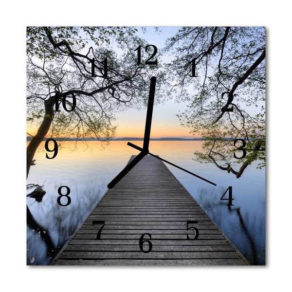 Glass Wall Clock Twilight art blue