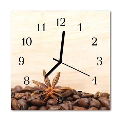 Glass Wall Clock Coffee beans food and drinks brown