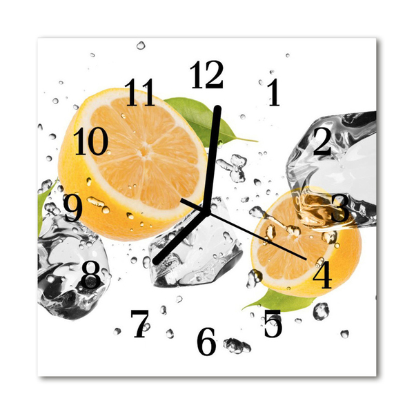 Glass Wall Clock Lemon fruit yellow