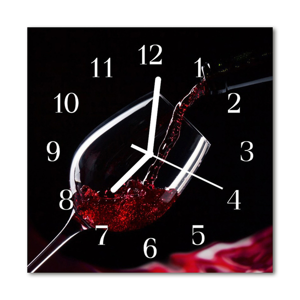 Glass Wall Clock Wine Food and Drinks Black