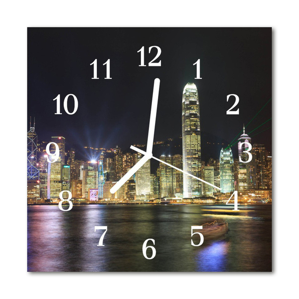 Glass Wall Clock Skyline Beverages Multi-Coloured