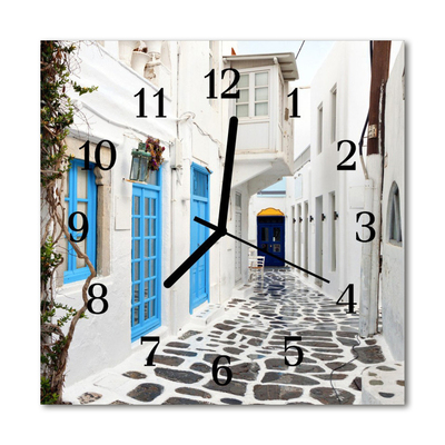 Glass Wall Clock Santorini santorini white