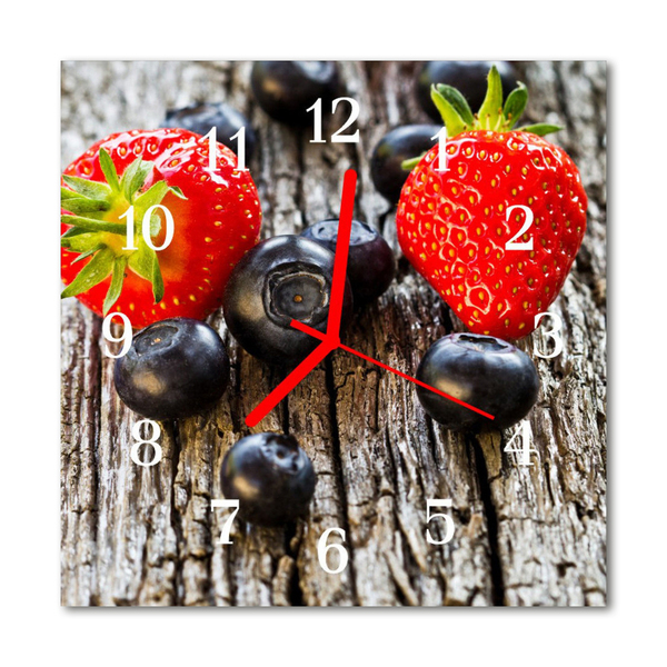 Glass Wall Clock Blueberries Nature Brown