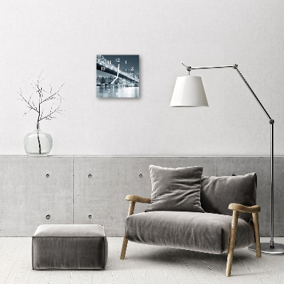 Glass Wall Clock Bridge Architecture Grey