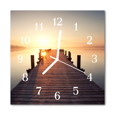 Glass Wall Clock Lake Bridge Lake Architecture Orange