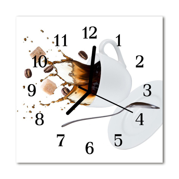 Glass Wall Clock Cup food and drinks white