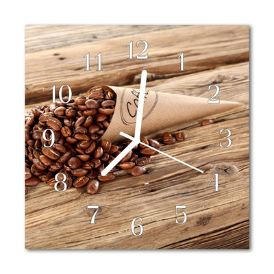 Glass Wall Clock Coffee Beans Food and Drinks Brown