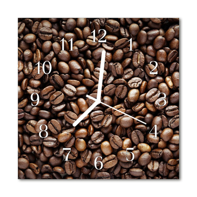 Glass Wall Clock Coffee Beans Food and Drinks Brown