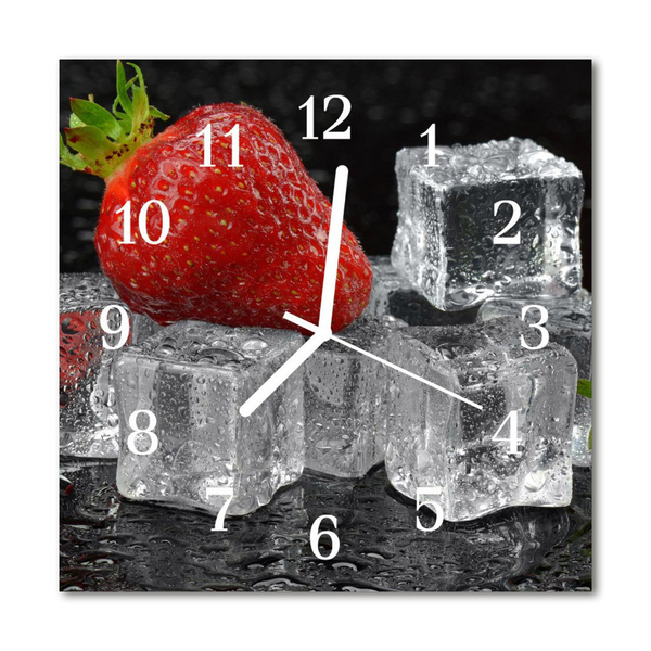 Glass Wall Clock Ice Cream Strawberry Ice Fruit Red