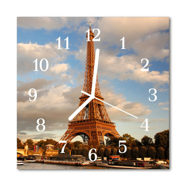 Glass Wall Clock Paris Towns Multi-Coloured