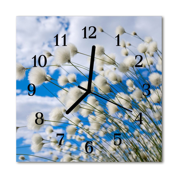 Glass Wall Clock Cotton cotton white