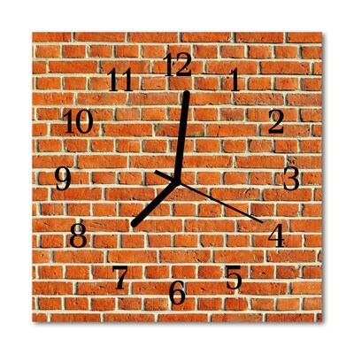 Glass Wall Clock Brick architecture red