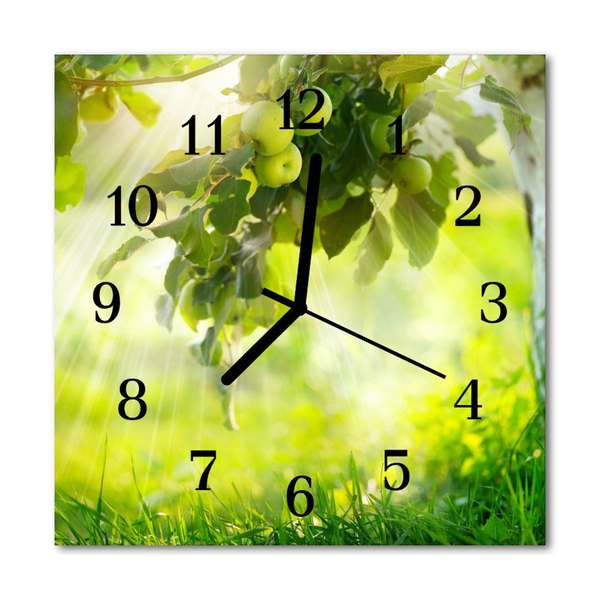 Glass Wall Clock Apple tree apple tree green